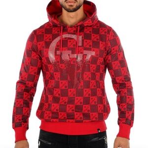 Red Black Sweater Hoodie George V Designer Brand From Paris Rhinestone